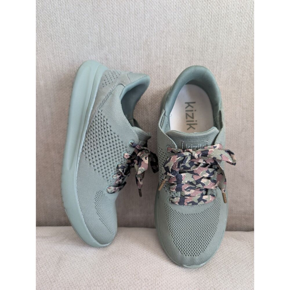 Kizik Women's 8.5 Wide Men's 7 Wide Sage Green Knit Hands Free Sneakers Camo